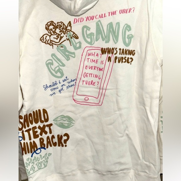 Lonely Ghost Girl Gang white graphic Hoodie Sweatshirt Womens Size Large - Picture 2 of 5